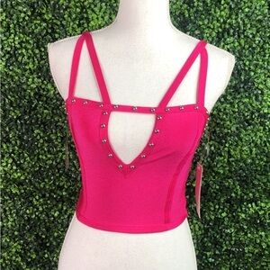 Wow couture bandage‎ studded crop top nwt